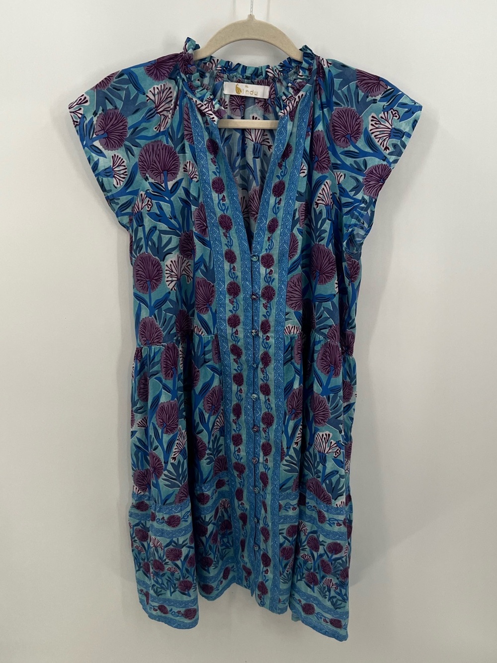 Bindu Stella Blue Floral Cotton Shift Dress